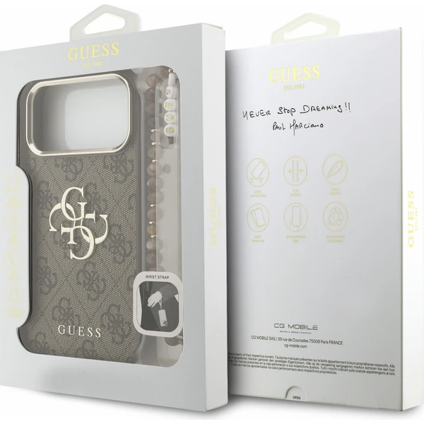 Guess PU 4G Metal Logo Strap Zadný kryt pre iPhone 18 Pro Max Brown - Puzdra - Obrázok e8b1636d73f54f13b0267b82c68491b3