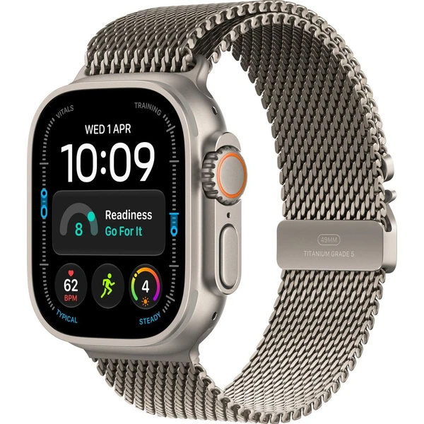 Apple Watch Ultra 4 49mm Přírodní titan s přírodně titanovým milánským tahem L - Inteligentné hodinky - Hlavný obrázok