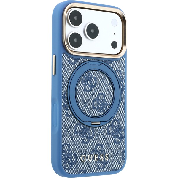 Guess PU 4G Ring Stand MagSafe Zadný kryt pre iPhone 18 Pro Blue - Puzdra - Obrázok e8dac05b0ddc45098e199f5de6f8d9d9