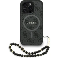 Guess PU Leather 4G Colored Ring Strap MagSafe kryt iPhone 15 Pro Max čierny - Puzdra