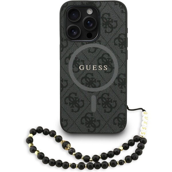 Guess PU Leather 4G Colored Ring Strap MagSafe Zadný Kryt pre iPhone 15 Pro Max Black