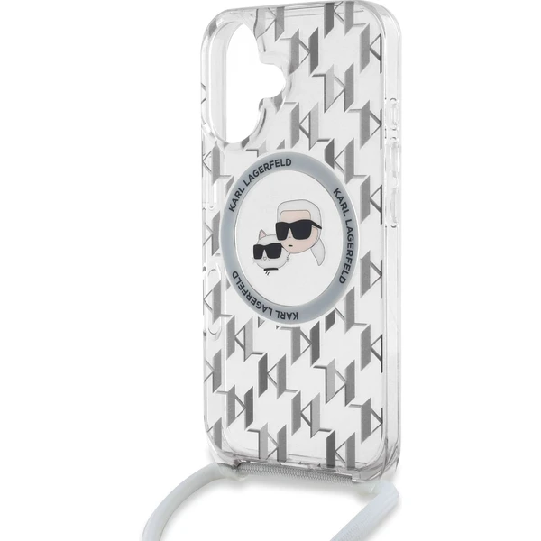 Karl Lagerfeld IML Monogram Crossbody K&CH Heads MagSafe kryt pre iPhone 16 číry - Puzdra - Obrázok e910a73ce16f40ad9760bc7f3650643a
