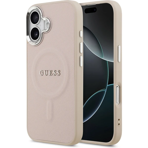 Guess PU Saffiano MagSafe kryt iPhone 17 ružový - Puzdra - Hlavný obrázok