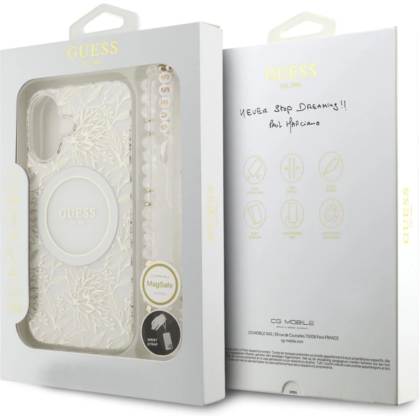 Guess IML Flowers Allover Strap MagSafe kryt iPhone 17 biely - Puzdra - Obrázok e926fa8fd4ac45348d1bfafacb1f78b5
