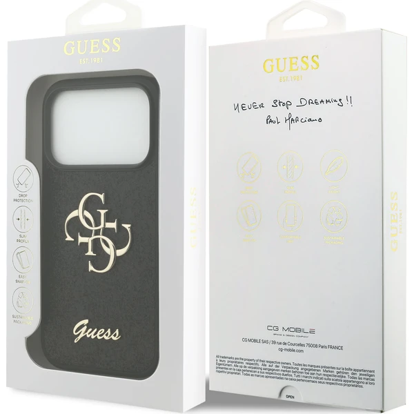 Guess PU Fixed Glitter 4G Metal Logo Zadný Kryt pre iPhone 18 Pro Black - Puzdra - Obrázok e94cc3c3f67748b792f14b0bb306534d