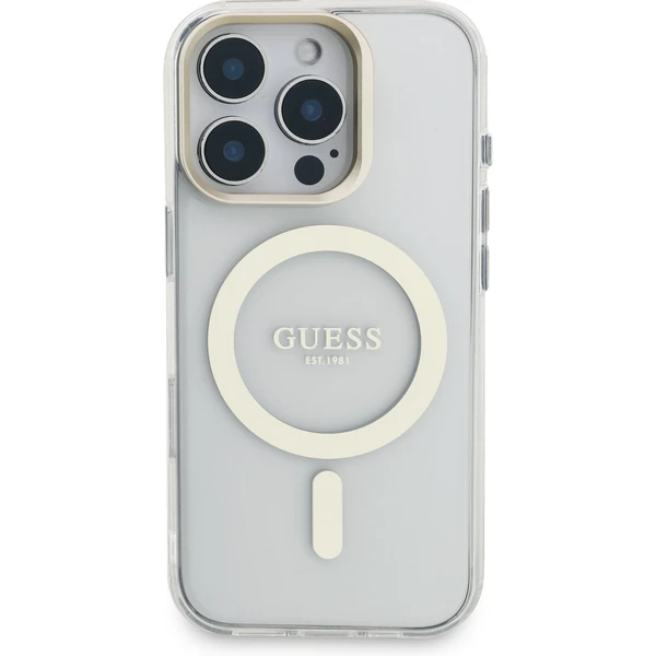 Guess PC/TPU Electroplated Stand Camera Frame MagSafe kryt s vymeniteľným pozadím iPhone 16 Pro - Puzdra - Obrázok e981cb6c71014c508239dbde8fef84d0