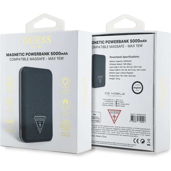 Guess PU Grained Triangle Logo MagSafe powerbanka 5000mAh modrá - Powerbanky - Obrázok e99fbf5e673145c58f37f4ab2b551b98