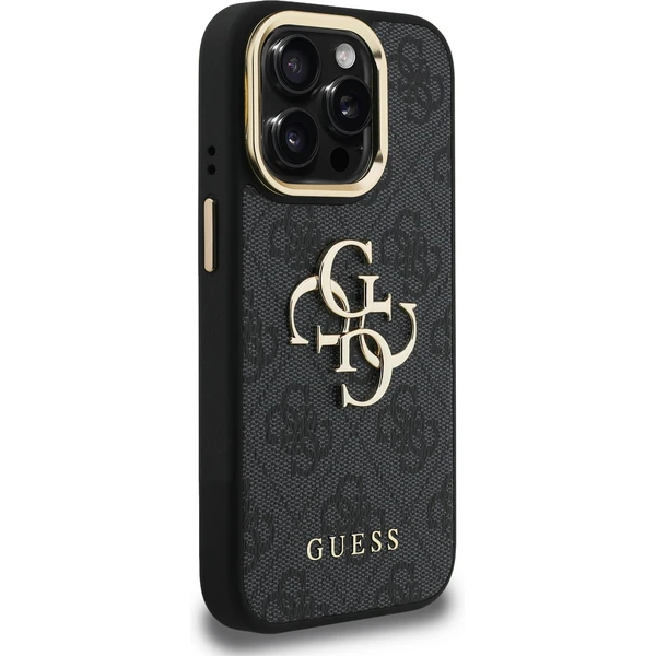 Guess PU 4G Metal Logo Stand Camera Frame kryt iPhone 15 Pro Max čierny - Puzdra - Obrázok e9a771a9858a4f5c85d9cef9d27a33c7