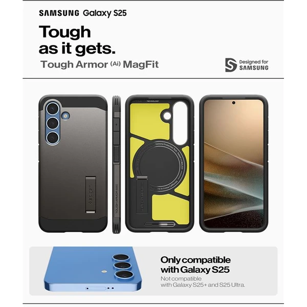 Spigen Tough Armor MagSafe kryt Samsung Galaxy S25 tmavo šedý - Puzdra - Obrázok e9afb66ff2744a97931fc41a8c24c714