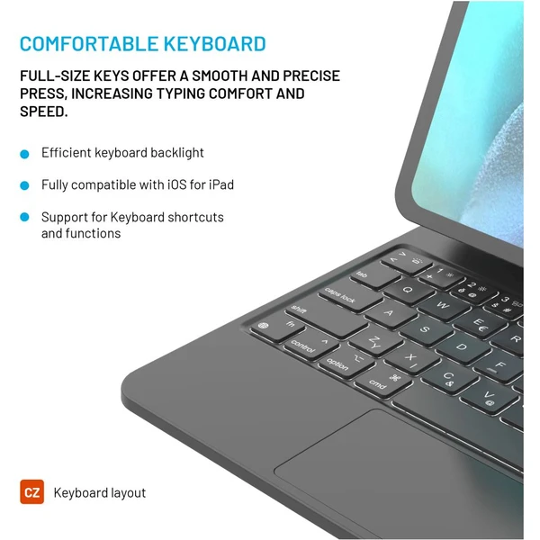 FIXED Typee púzdro s bezdrôtovou klávesnicou Apple iPad Pro 11" M5 2025/M4 2024, CZ, čierna - Puzdra s klávesnicou - Obrázok e9dc552acb68485ca72f9e814eda5ebf