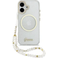 Guess IML Glitter Script Strap MagSafe kryt iPhone 17 číry - Puzdra