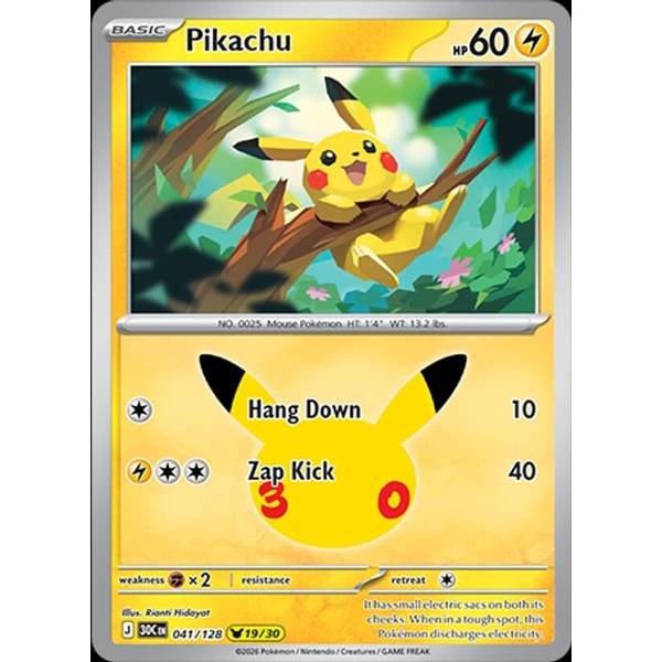 Pikachu (30C 041) - 30th Celebration [Holo] - Kusové karty - Hlavný obrázok