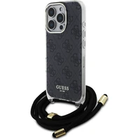 Guess IML 4G Printed Crossbody Popruh kryt iPhone 16 Pre čierny - Puzdra