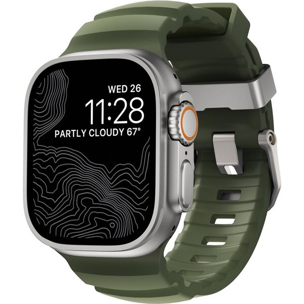 Nomad Rocky Point Band remienok Apple Watch 49/45/44/42mm strieborný/tmavo zelený