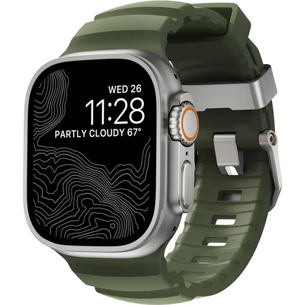 Nomad Rocky Point Band remienok Apple Watch 49/45/44/42mm strieborný/tmavo zelený - Remienky - Hlavný obrázok