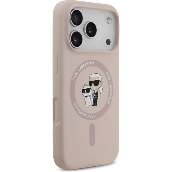 Karl Lagerfeld Liquid Silicone Karl a Choupette MagSafe kryt iPhone 17 Pro ružový - Puzdra - Obrázok ea6512dfa1a04b01bc5d34d18d6aa535