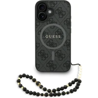 Guess PU Leather 4G Colored Ring Strap MagSafe kryt iPhone 16 čierny - Puzdra