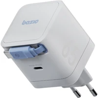 ENERGEA Bazic GoPort GaN nabíjačka s integrovaným USB-C zaťahovacím káblom (65W) biela - Nabíjačky