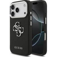Guess PU Grained 4G Metal Logo kryt iPhone 17 Pro čierny - Puzdra