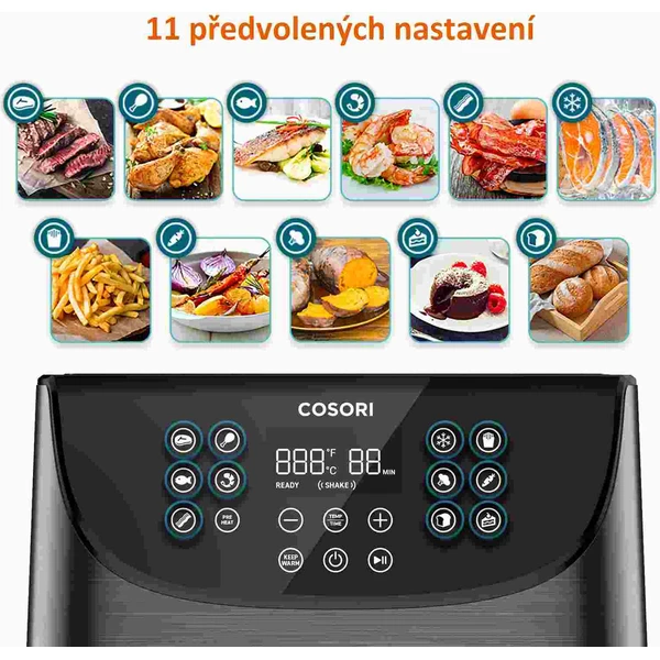 Cosori CP158-AF PREMIUM teplovzdušná fritéza 5,5 L + 5x špíz a gril. rošt čierna - Fritézy - Obrázok eaf79ad0f19848be854522c5d2d94d46
