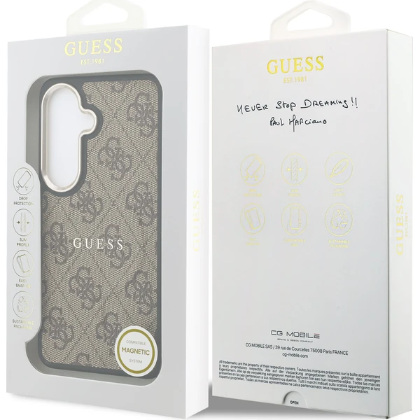 Guess PU Leather 4G Gold Frame Magnetický kryt Samsung Galaxy S26+ hnedý - Puzdra - Obrázok eb1d04dba866450ea9466045637316bb