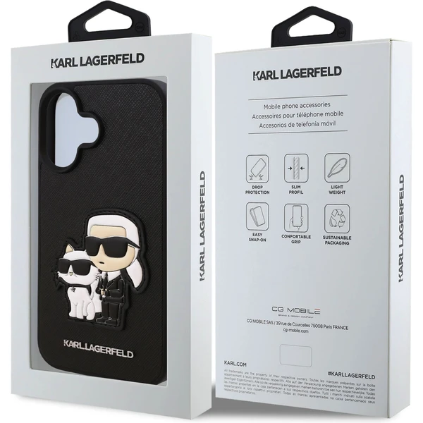Karl Lagerfeld PU Saffiano Karl and Choupette kryt pre iPhone 16 čierny - Puzdra - Obrázok eb5cd5137845486e96febcc9bf6d476a