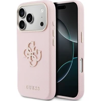 Guess PU Resin Logo kryt iPhone 17 Pro Max ružový - Puzdra