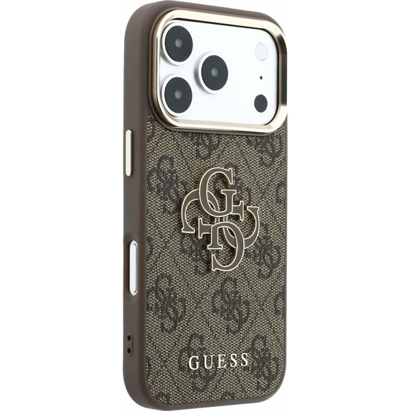 Guess PU 4G Resin Metal Logo Zadný Kryt pre iPhone 18 Pro Max Brown - Puzdra - Obrázok eb985bad6ade4b8e9497bc2cb35077cd
