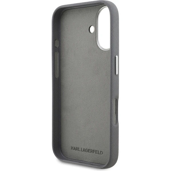 Karl Lagerfeld Grained PU K&CH Heads kryt iPhone 16 sivý - Puzdra - Obrázok eb9da51b139b4a039627bb2c9ed96169