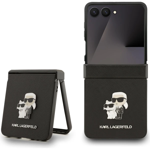 Karl Lagerfeld PU Saffiano Karl and Choupette kryt Samsung Galaxy Z Flip 7 čierny - Puzdra - Hlavný obrázok
