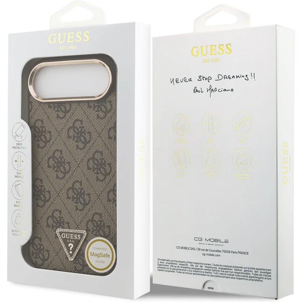 Guess PU Leather 4G Triangle Logo Gold Frame MagSafe kryt iPhone Air hnedý - Puzdra - Obrázok ec0f6857be6e4ecb8fc6f9634e2f9e01