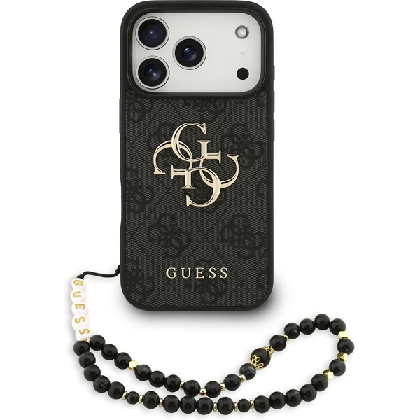 Guess PU 4G Metal Logo Strap kryt iPhone 17 Pro čierny - Puzdra - Hlavný obrázok