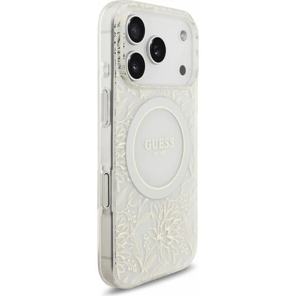 Guess IML Flowers Allover Strap MagSafe Zadný kryt pre iPhone 18 Pro White - Puzdra - Obrázok ec60207099c344b887c9278c61ef816d