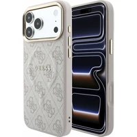 Guess PU Leather 4G Gold Frame Embossed MagSafe kryt iPhone 18 Pro Max ružový - Puzdra