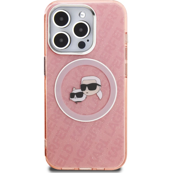 Karl Lagerfeld IML K&CH Heads Repeated Logo MagSafe kryt iPhone 15 Pre ružový - Puzdra - Obrázok ec78ca82de3d4c7bad1eb37fea72df1f