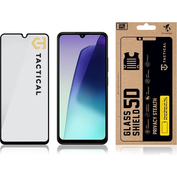 Tactical Glass Shield Privacy Stealth 5D sklo Xiaomi Redmi 14C 4G/A4 5G/A5 4G/Poco C75 čierne - Ochranné fólie a sklo - Obrázok ecba42e48dab45e08bba1560117f018e