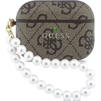 Guess PU 4G Classic Logo Pearl Strap puzdro AirPods Pro 3 hnedé - Puzdra