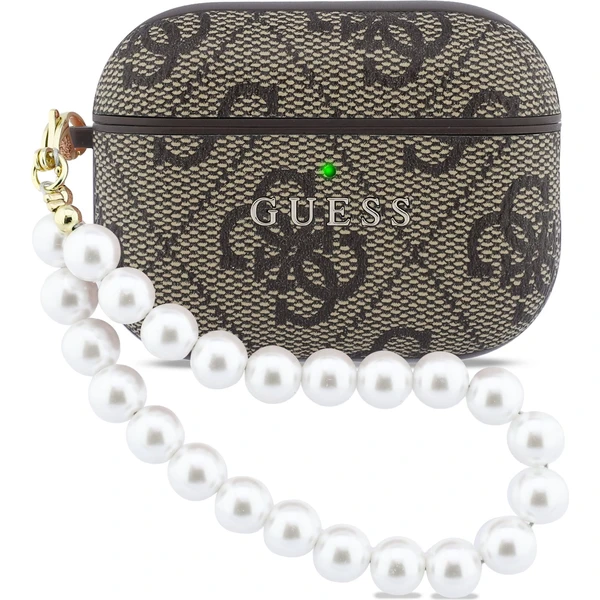 Guess PU 4G Classic Logo Pearl Strap puzdro AirPods Pro 3 hnedé - Puzdra - Hlavný obrázok