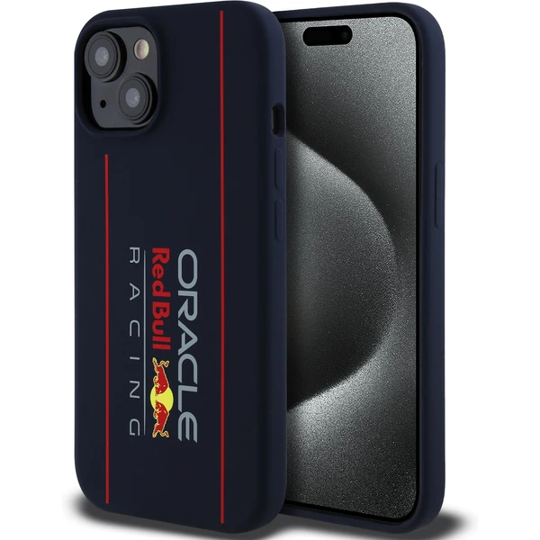 Oracle Red Bull Racing Silicone Vertical Logo MagSafe kryt iPhone 15 modrý - Puzdra - Hlavný obrázok