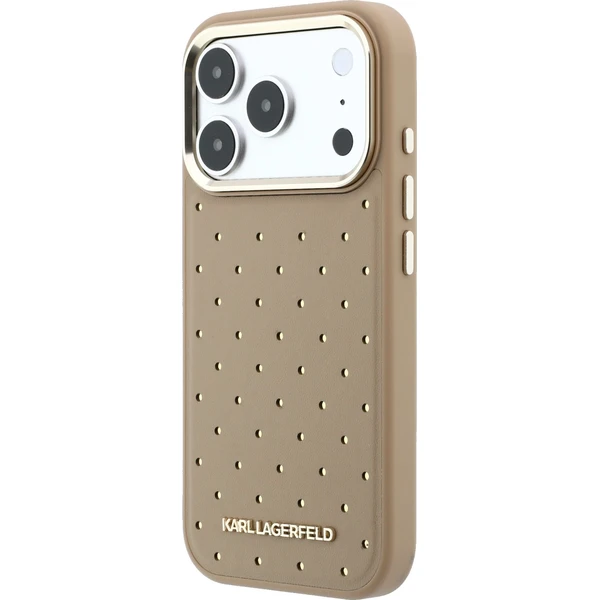 Karl Lagerfeld PU Perforated Gold Dots MagSafe Zadný kryt pre iPhone 17 Pro Max Beige - Puzdra - Obrázok ed03fb54b3404449938cf94abfc6a662