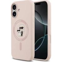 Karl Lagerfeld Liquid Silicone Karl a Choupette MagSafe kryt iPhone 17 ružový - Puzdra