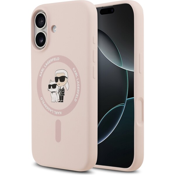 E-shop Karl Lagerfeld Liquid Silicone Karl a Choupette MagSafe kryt iPhone 17 ružový