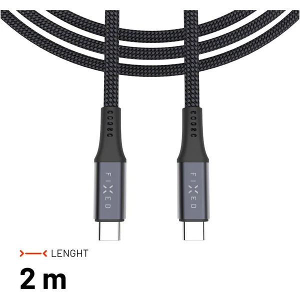 FIXED Multimediálny kábel USB-C napájací a dátový kábel 4K/60z, 20Gbps, 240W, 2m sivý - Káble a redukcie - Obrázok ed4c87c5e08f43c498b64363c3960b49