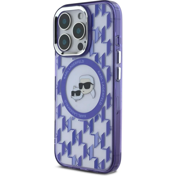 Karl Lagerfeld IML Monogram K&CH Heads MagSafe kryt pre iPhone 16 Pre fialový - Puzdra - Obrázok edee8833ddef4352a112645b5f9d13e6