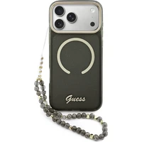 Guess IML Glitter Script Strap MagSafe kryt iPhone 17 Pro Max čierny - Puzdra