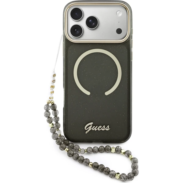 E-shop Guess IML Glitter Script Strap MagSafe kryt iPhone 17 Pro Max čierny