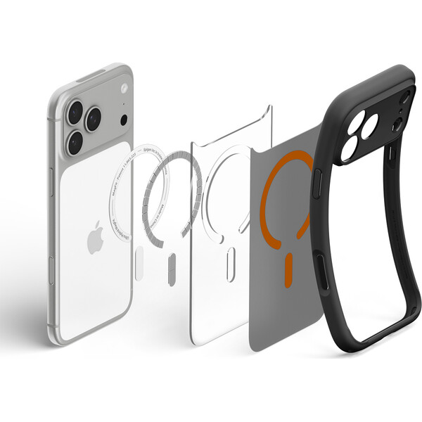 Spigen Ultra Hybrid MagSafe kryt iPhone 18 Pro Max/17 Pro Max mrazivo čierna oranžová - Puzdra - Obrázok edf709fb4edd4e09929c956701315f17