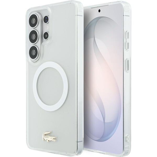 E-shop Lacoste PC/TPU matný povrch zlaté logo magnetický kryt Samsung Galaxy S26 Ultra biely