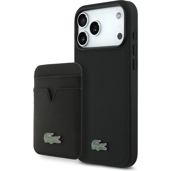 Lacoste Iconic Petit Pique MagSafe kryt + peňaženka iPhone 17 Pro Max čierny - Puzdra - Hlavný obrázok