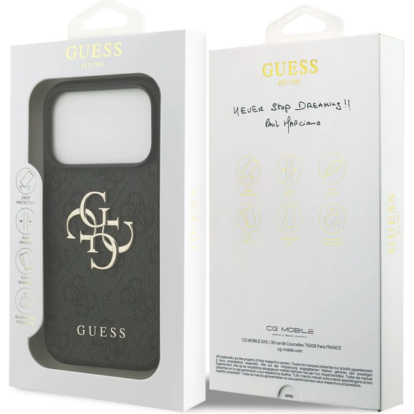 Guess PU 4G Metal Logo kryt iPhone 17 Pro sivý - Puzdra - Obrázok ee74f0adbf2d48dd853a5b1a7ad98ee5